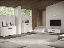 Móvel De Tv*ITAMOBY Móvel para TV 3 portas 130x40x48 cm Riflesso brilhante Branco