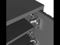 Móvel para TV, armário baixo com portas e gavetas, rack para TV de sala de estar com puxadores dourados e cinza. Preto