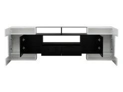 Clearance Móvel para TV baixo de 200 cm, com iluminação LED, design moderno e elegante superfície de vidro, para sala de estar, . Branco