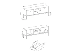 Discount Móvel para TV, areia, 153,4 x 56,2 x 39 cm, pés pretos Bege