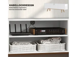 Móvel De Tv| Móvel para TV , 150 × 39 × 50 cm, com 2 armários e 2 prateleiras, para TVs de até 65 polegadas. Ideal para sala de estar. Branco