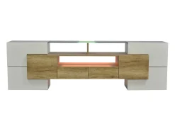 Móvel para TV brilhante, 200 x 30 x 60,7 cm, duas gavetas, seis portas, iluminação LED, para sala de estar.^ Móvel De Tv