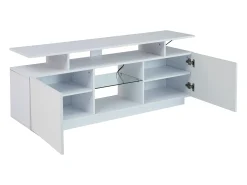 Móvel para TV de 140 cm, iluminação LED de 16 cores, portas laqueadas com painéis de vidro, espaço para TVs de até 60".^ Móvel De Tv