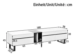 Móvel De Tv*Hauss Spole Móvel para TV de 180 cm com 3 portas - Madeira PB - e preto Branco