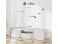 Best Móvel para TV de 160 cm com 2 portas, gaveta e sistema de gerenciamento de cabos, para TVs de até 65