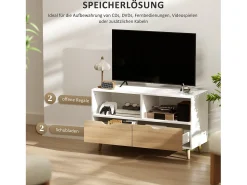 Móvel De Tv* Móvel para TV de 99 cm com gaveta e 2 prateleiras, estilo moderno, ideal para sala de estar. Branco