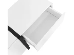 Clearance ModernLuxe Móvel para TV brilhante 170×30×39 cm - com iluminação LED - 3 portas e 1 gaveta - Painel de partículas - Branco