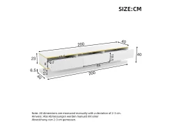 Móvel De Tv*ModernLuxe Móvel para TV brilhante 200×40×40 cm - 3 gavetas - Painel de partículas - Branco