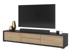 Meublorama Móvel para TV 180cm, 2 gavetas e 2 portas coleção MAANUM. Cor cinza e carvalho claro.^ Móvel De Tv