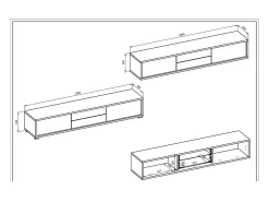 Meublorama Móvel para TV 180cm, 2 gavetas e 2 portas coleção MAANUM. Cor carvalho claro e cinza.^ Móvel De Tv