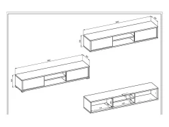 Móvel De Tv|Meublorama Móvel para TV 180cm, 2 portas e 2 nichos coleção MAANUM. Cor cinza e carvalho claro. Cinzento