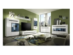 Móvel De Tv*Meublorama Móvel para TV 180cm Coleção LUCIA. 2 gavetas, cor branca, fachadas brilhantes. Estilo design. Branco