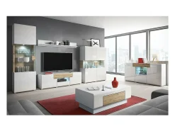 Meublorama Móvel para TV 160cm coleção OHIO. Cor branca e carvalho.^ Móvel De Tv