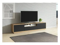 Meublorama Móvel para TV 200cm coleção VILLA. Cor carvalho e preto fosco.^ Móvel De Tv