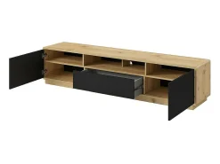 Meublorama Móvel para TV 200cm coleção VILLA. Cor carvalho e preto fosco.^ Móvel De Tv