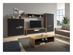 Best Meublorama Móvel para TV 180cm coleção VILLA. Cor carvalho e preto fosco. Castanho