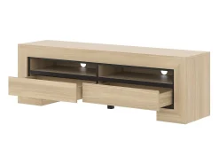 Móvel De Tv|Meublorama Móvel para TV coleção COPA – 160x50,5x41 cm – 2 gavetas e 2 nichos – Carvalho elegante – Design escandinavo Castanho
