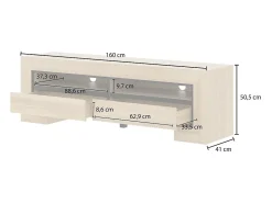 Móvel De Tv|Meublorama Móvel para TV coleção COPA – 160x50,5x41 cm – 2 gavetas e 2 nichos – Carvalho elegante – Design escandinavo Castanho