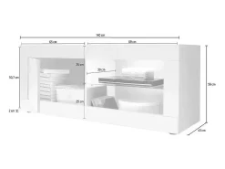 Móvel De Tv|Meublorama Móvel para TV com 1 porta, coleção CISA, nas cores brilhante laqueado e carvalho claro. Branco