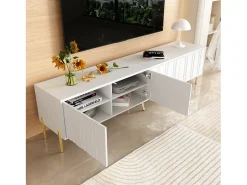 Móvel De Tv*Merax Móvel para TV com 4 portas - 190 x 38 x 48 cm - MDF e aglomerado - Branco