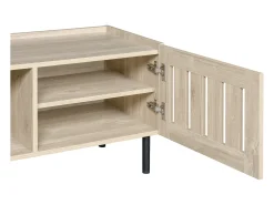 Móvel De Tv|Hauss Spole Móvel para TV com 3 portas, 160 x 40 x 47 cm - Design vazado - Cor da madeira natural Natural claro
