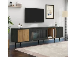 Móvel De Tv*Merax Móvel para TV com 3 portas e 2 prateleiras - 200 x 40 x 55,5 cm - Madeira MDF - cinza Cinzento