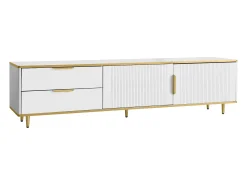 Best Hauss Spole Móvel para TV com 2 portas e 2 gavetas - puxadores e pés dourados - Branco