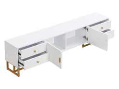 Hauss Spole Móvel para TV com 2 portas e 4 gavetas - Pés em metal dourado -^ Móvel De Tv