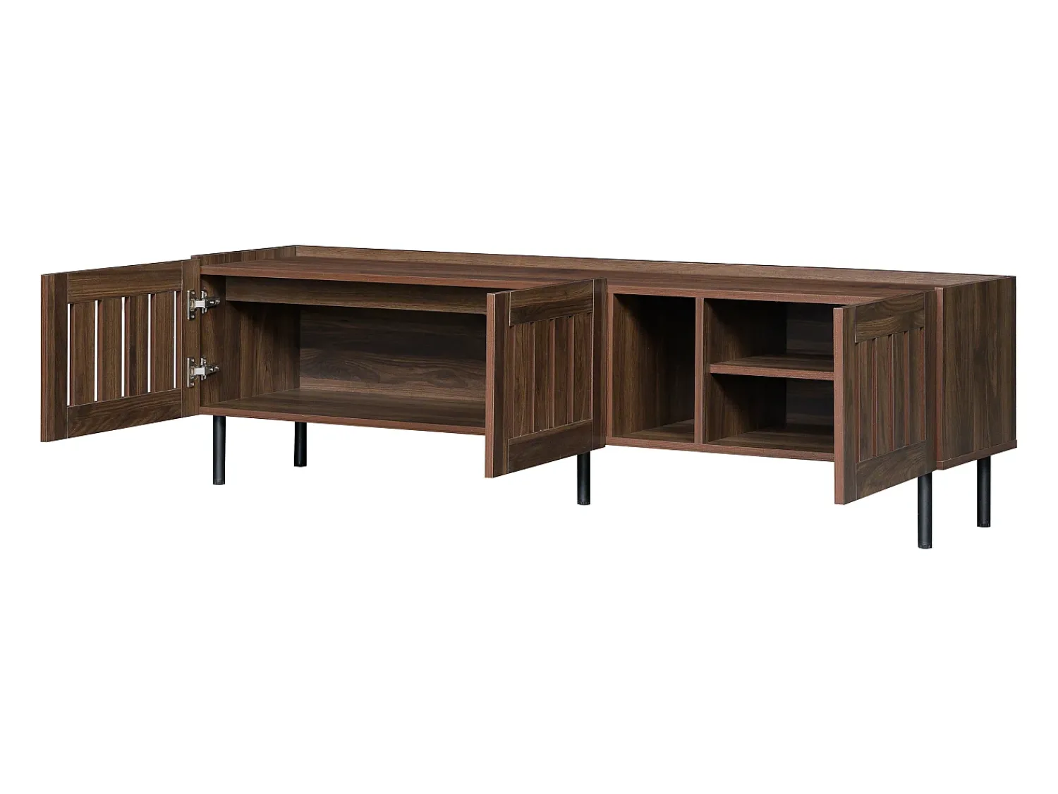 Hauss Spole Móvel para TV com 3 portas, 160 x 40 x 47 cm - Design vazado - Cor nogueira^ Móvel De Tv