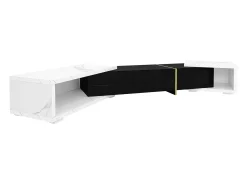 Móvel De Tv*Hauss Spole Móvel para TV com 3 portas, comprimento regulável, frente em brilhante e laterais em folheado com efeito mármore branco - 140/260x40x30cm Preto