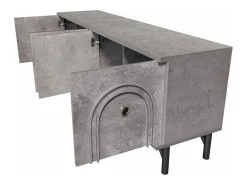 Móvel para TV com 4 portas, unidade de armazenamento com 5 pés de apoio, cinza, 160 x 38 x 55,5 cm^ Móvel De Tv