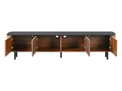 Móvel De Tv*Hauss Spole Móvel para TV com 4 portas, 190 x 35 x 45 cm - Tampo preto - Cor madeira escura Natural escuro