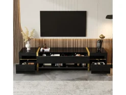 Merax Móvel para TV com acabamento brilhante - 180 x 40 x 38 cm - com gavetas e portas - estilo moderno - MDF -^ Móvel De Tv