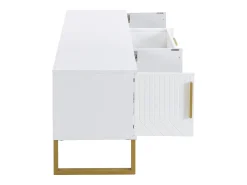 Móvel para TV com base, puxadores dourados, armário baixo para sala de estar com portas estruturadas esculpidas,^ Móvel De Tv