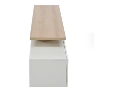 Sale Móvel para TV de 200 cm com iluminação LED, 3 portas e prateleiras de vidro, estilo moderno e baixo, em madeira e . Branco