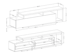 Meublorama Móvel para TV de 220cm da coleção BERGAME. Cor super fosco.^ Móvel De Tv