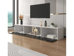 Sale Móvel para TV de parede e de chão, brilhante e madeira, LED com mudança de cor, 180x30x35cm Preto