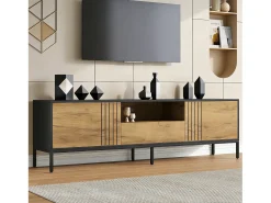 Merax Móvel para TV de sala de estar - 170 x 35 x 50 cm - com 2 portas + 1 gaveta - para TVs de até 70 polegadas - aglomerado - cor natural^ Móvel De Tv