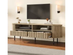 Móvel De Tv*Merax Móvel para TV de sala de estar - 160 x 40 x 48 cm - com 2 gavetas + prateleira - para TVs de 65 polegadas - MDF - cor natural Natural claro