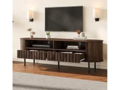 Móvel De Tv|Merax Móvel para TV de sala de estar - 160 x 40 x 48 cm - com 2 gavetas + prateleira - para TVs de 65 polegadas - MDF - marrom Castanho