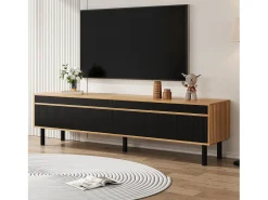 Online Móvel para TV em madeira e , modelo baixo com 4 portas, ideal para hall de entrada e quarto, 170x38x47,7cm Preto