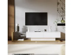 Móvel para TV em madeira e brilhante com iluminação LED. Combina o estilo rústico com um design moderno.^ Móvel De Tv