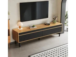 Móvel De Tv* Móvel para TV em madeira e , modelo baixo com 4 portas, ideal para hall de entrada e quarto, 170x38x47,7cm Preto