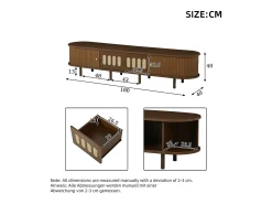 Merax Móvel para TV em nogueira escura - 180 x 40 x 40 cm - design em rattan - com porta + 2 gavetas - MDF - marrom^ Móvel De Tv