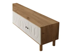 Móvel De Tv*Hauss Spole Móvel para TV, espaço de arrumação e prateleiras de parede para sala de estar, com 5 portas, e natural. Branco