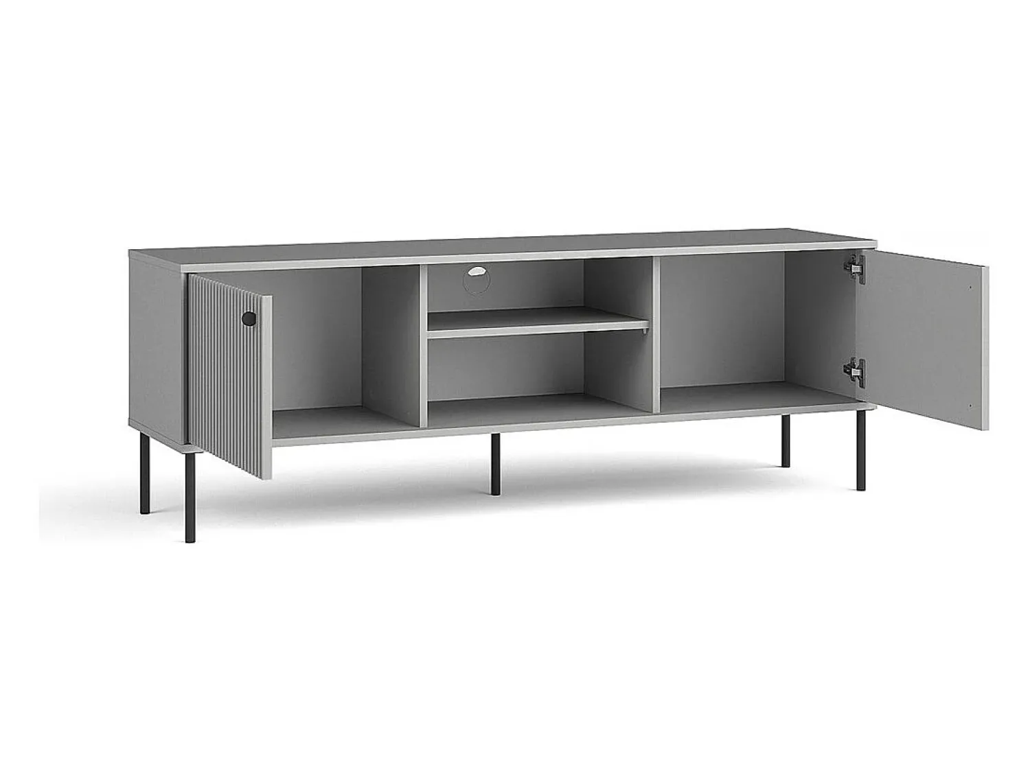 Outlet Meublorama Móvel para TV ISIS – 2 portas & 2 niches – Cinza – 157x55x41 cm Cinzento
