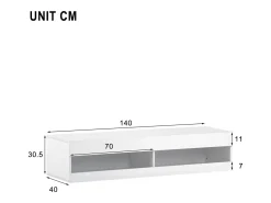 Móvel De Tv* Móvel para TV LED com iluminação LED e espaço de armazenamento - 140x40x30,5cm Branco