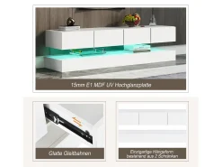 Móvel para TV Low LED com iluminação RGB de 16 cores, 2 armários e 4 gavetas, 130 x 33 x 15 cm,^ Móvel De Tv