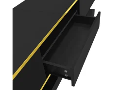 Best ModernLuxe Móvel para TV moderno 180×38×45 cm - com três gavetas - com um compartimento aberto - com iluminação LED - Preto