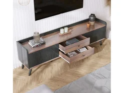 Móvel para TV , com 2 gavetas e 2 portas de correr, em madeira, para sala de estar ou quarto, 160x40x58cm^ Móvel De Tv
